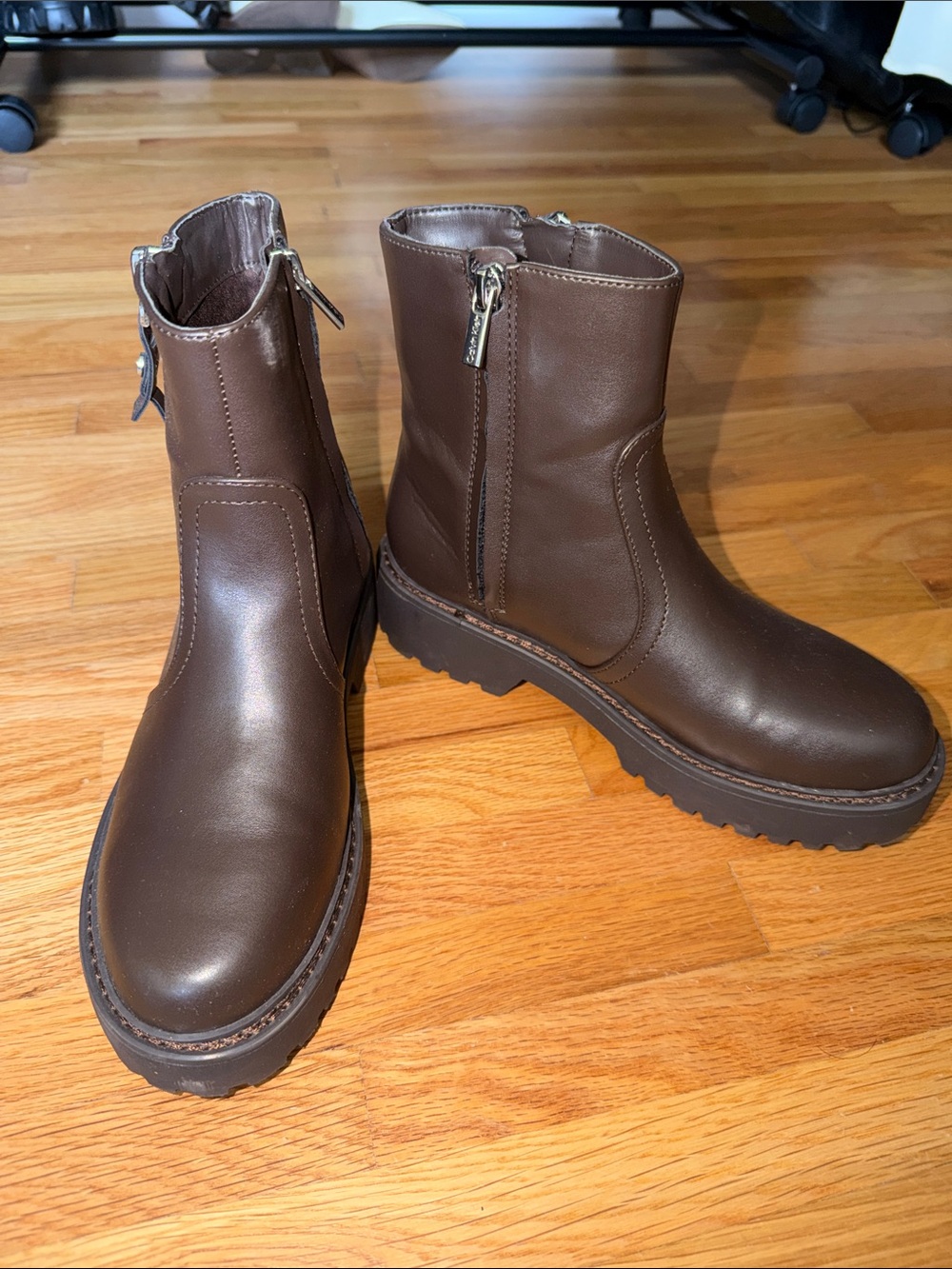 Women's Brown Side-Zip Ankle Boots - Calvin Klein